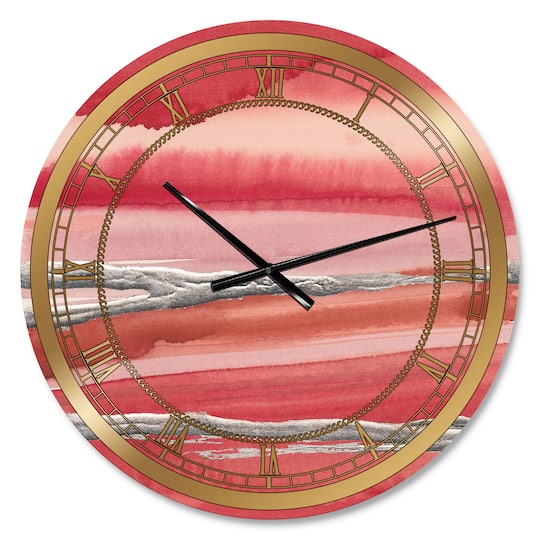 Designart 'Metallic Glam On Red Glam Wall Clock